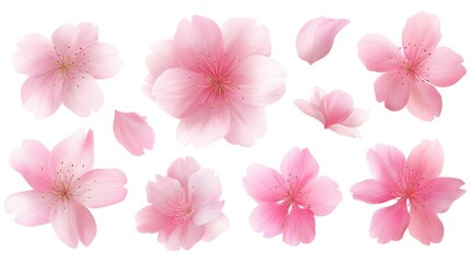 Obraz premium Delicate cherry blossom, gracefully scattered across a soft canvas, embodies the season's fleeting beauty and renewal, capturing the essence of springtime enchantment.