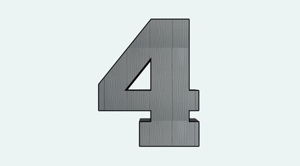 Detailed Number Four in Wood Grain Texture Design