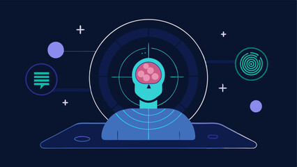 Predictive Analytics A futuristic holographic display showcasing predictive analytics results from a previous radiology scan with the AI highlighting risk factors for a patients