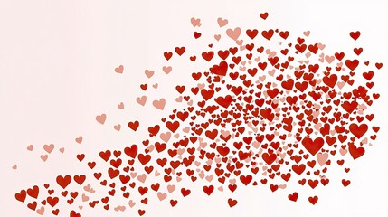 Obraz premium A Beautiful Swarm of Red and Pink Hearts on White Background