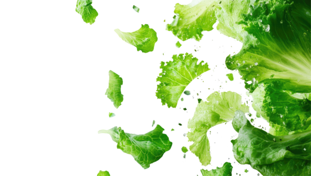 Fresh lettuce leaves in motion