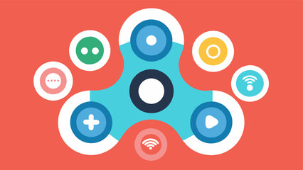 Fototapeta premium Fidget Spinner An of a fidget spinner made from various electronic devices and social media icons symbolizing the constant need for engagement and stimulation.
