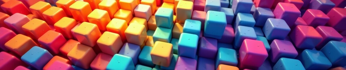 Fototapeta premium Bright abstract mosaic of rainbow colored cubes in seamless layout, design, mosaic