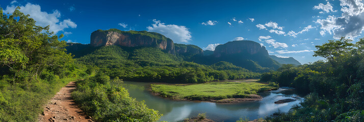 Scenic Backpacking Trail with Mountain Views and Lush Greenery in Nature's Paradise