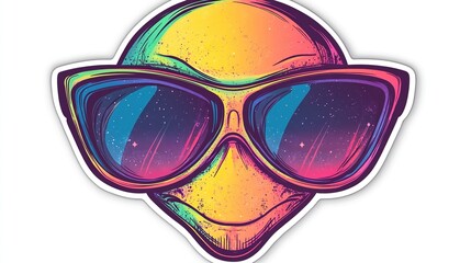 Colorful alien wearing sunglasses.