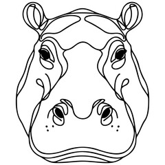 Hippo Head Line Art.