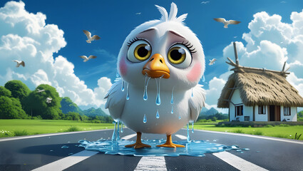 Expressive Bird Shedding Tears in Nature