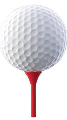 Isolated Golf Ball on Red Tee Against Transparent Background Photo