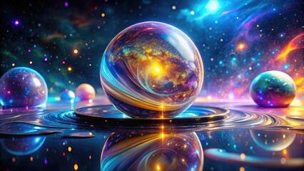 A blue globe in space, lit by a bright sun's flare