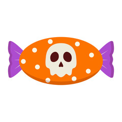 Illustration of Cute Halloween Sweet Candy with Cartoon Design. Vector Clipart.