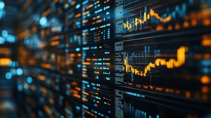 Complex data displayed with blue and orange