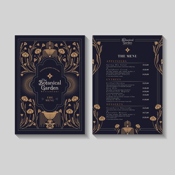 Vintage Floral Restaurant Menu Illustration