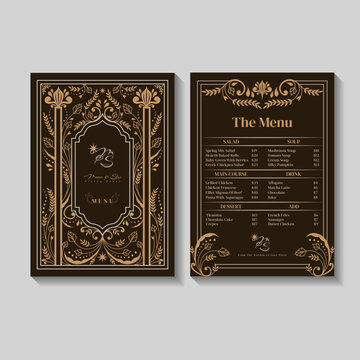Vintage Floral Restaurant Menu Illustration