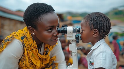 A humanitarian mission where an eye doctor provides vision care to children in a rural, underserved community