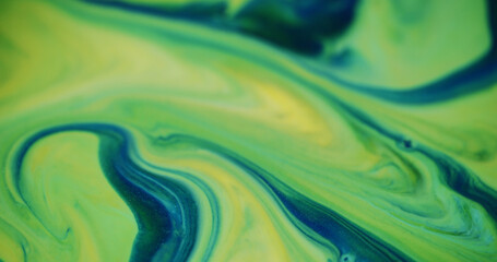 Green wave. Defocused futuristic particles. Beautiful blinking colorful liquid turning on blurred...
