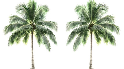 Obraz premium Isolated Palm Trees Illustration On Transparent Background In Green Color