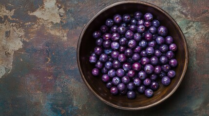 50.A clean, vibrant image of fresh blueberries arranged in a bowl, showcasing their rich purple hue and highlighting their antioxidant properties, set against a natural, rustic background.