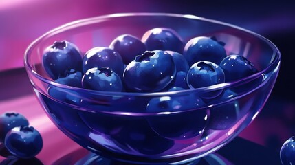 54.A detailed shot of a bowl of blueberries, with their deep color and glossy surface, highlighting their role as a superfood packed with antioxidants, perfect for a healthy, balanced diet.