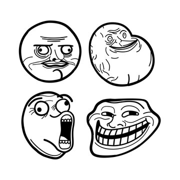 meme emoji vector, hand drawn illustration 