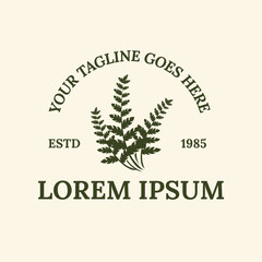 Vintage leaf, plant and flower logo with simple design, suitable for organic, eco-friendly or botanical themed branding. Vector illustration