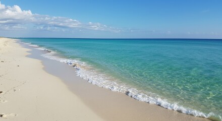 Serene Coastal Beauty: Turquoise Waters and Pristine White Sands of a Tropical Paradise Beach
