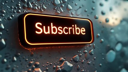 Subscribe Button Neon Sign Glowing Red Water Drops - Powered by Adobe