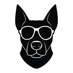Obraz premium Dog head with sunglass silhouette vector illustration 