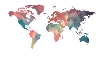 world map with heart shape