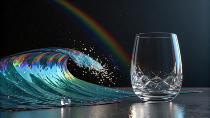 glass of water with reflection