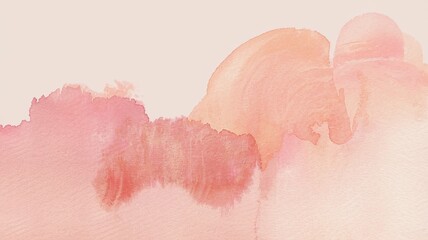Fototapeta premium Minimalist watercolor texture with a gentle fusion of soft pink, peach, and light coral. The colors softly blend into each other, creating an abstract and calming aesthetic with a hand-painted effect
