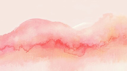 Fototapeta premium Minimalist watercolor texture with a gentle fusion of soft pink, peach, and light coral. The colors softly blend into each other, creating an abstract and calming aesthetic with a hand-painted effect