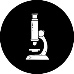 Monochrome Illustration of Microscope on Black Orb