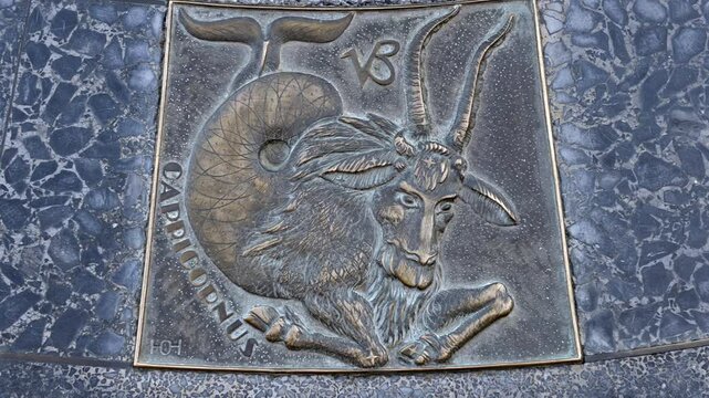 Capricornus bronze plaque, Hoover Dam, Arizona, Nevada, USA