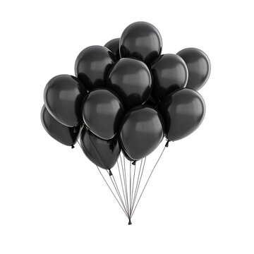 Dark Elegant Balloons Float Gracefully Against White Background. AI Generated