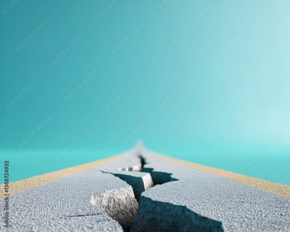 Aufkleber minimalist disaster resilience visualization fractured infrastructure symbolizing climate risk, urba