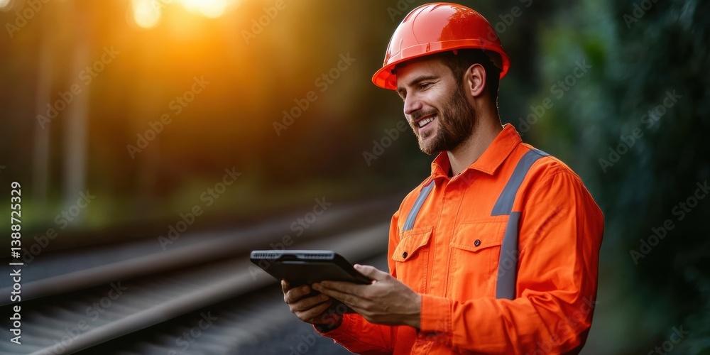Poster next-gen railway safety digital transformation in industrial training with millennial tech professio
