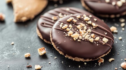 Cookies in heart shapes laid out on patterned fabric with sprinkles scattered around.