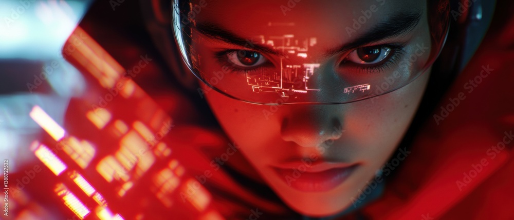 Poster Cyberpunk Digital Creator Experience Immersive Mixed Reality Tech Visualization with Next-Gen Augmented Interface Design for Creative Millennials