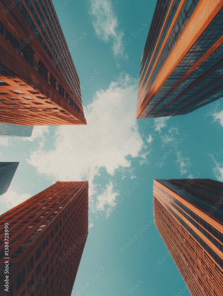 Aufkleber urban vertical horizon architectural symmetry and digital age perspective - minimalist sky-high inno