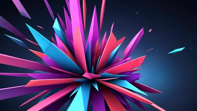 Vibrant polygon bursts animation creates an electrifying display of modern design effects