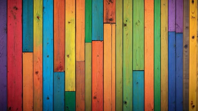 Vibrant Painted Wood Planks: A Multicolored Texture for Creative Projects and Inspiring Visuals