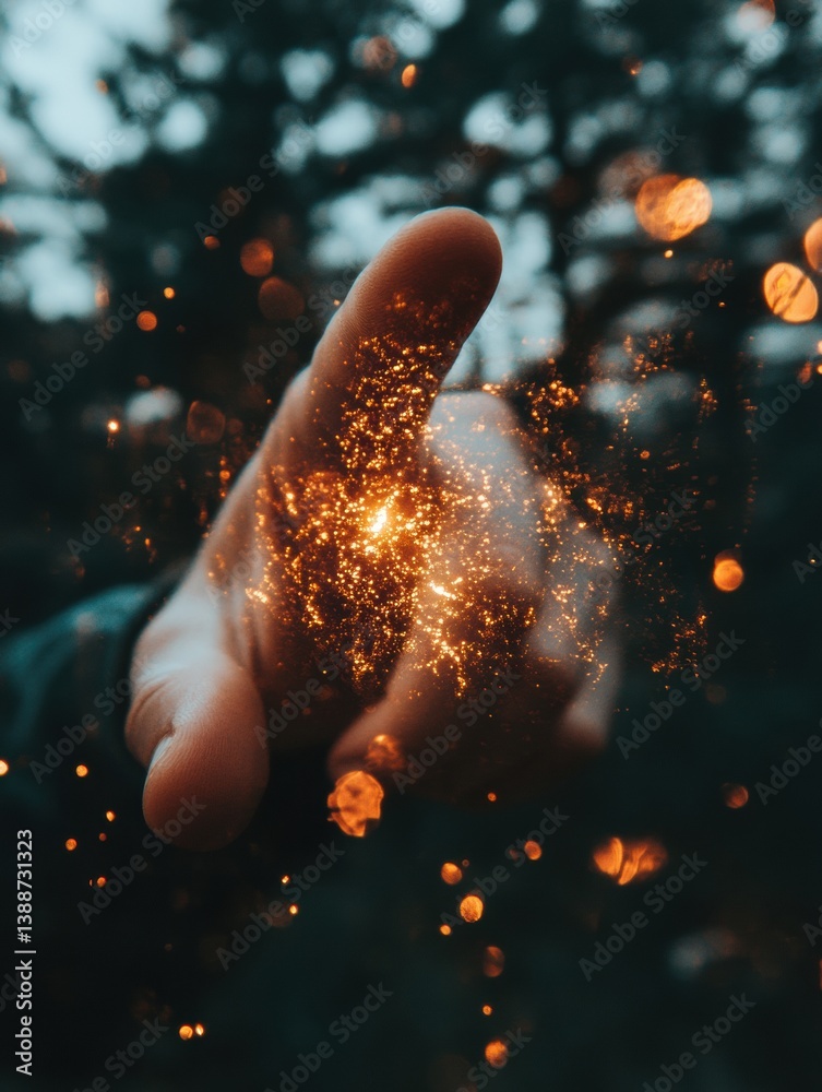 Aufkleber Digital Magic Unleashed Immersive Storytelling with Glowing Particle Visualization - Generative AI Creative Experience in Cinematic Sensory Narrative
