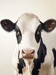 Close Up Portrait of a Dairy Cow with Black and White Markings