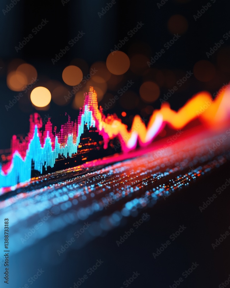 Aufkleber neon-infused digital finance revolution holographic market analytics visualizing technological trans