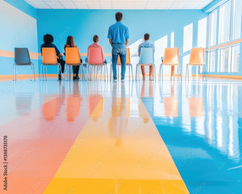 Poster Inclusive Leadership and Collaborative Spaces Dynamic Workplace Learning Summit with Multicolor Design Showcasing Modern Team Engagement and Institutional Innovation