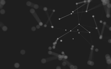 Fototapeta premium Abstract background. Molecules technology with polygonal shapes, connecting dots and lines. Connection structure. Big data visualization.