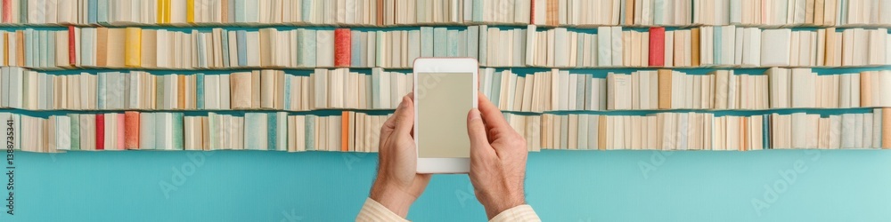 Aufkleber minimalist digital reading revolution immersive literary discovery through mobile technology, transf