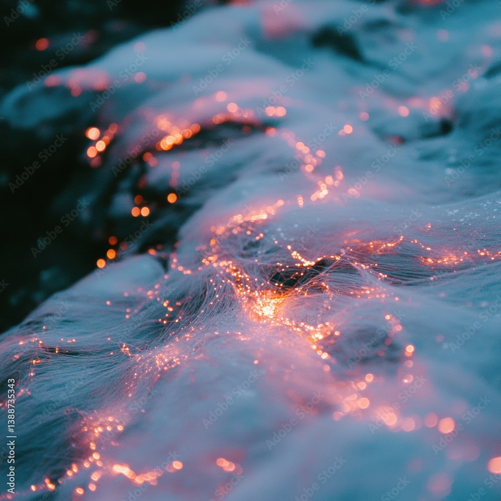 Aufkleber Ethereal Digital Flux Cinematic Data Flow Visualization with Luminescent Neural Network Patterns - Innovative Tech Storytelling for Emerging AI Landscapes