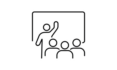 Learning lesson outline icon. training meeting, business presentation. Vector isolated on transparent background editable stroke. EPS 10