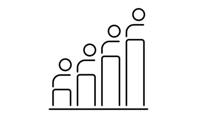 Growth population outline icon. professional potential, increase team outline icon. isolated on transparent background editable stroke. EPS 10